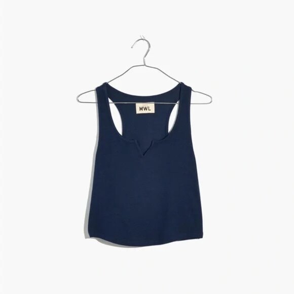 MWL Ribbed Split-Neck Crop Tank - Picture 2 of 4